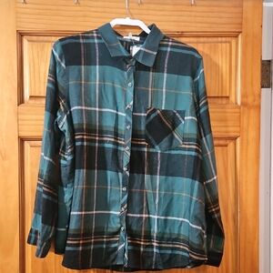 Green Plaid Button-Up Shirt